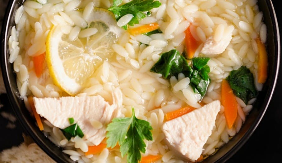 Cover Image for Delicious Orzo Soup With Chicken And Spinach