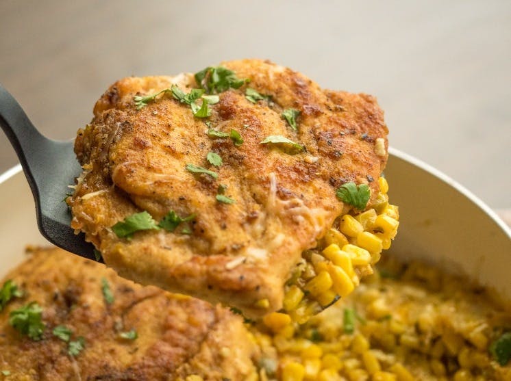 Cover Image for One-Pan Cheesy Corn And Jalapeño Chicken
