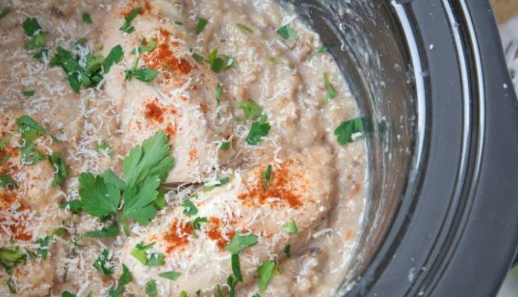 Cover Image for creamy rice and chicken in a slow cooker